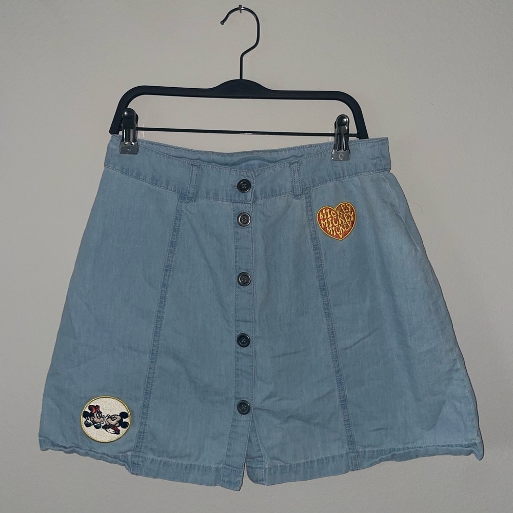 Disney SZ Small cotton Light Blue Skirt with Mickey Patch